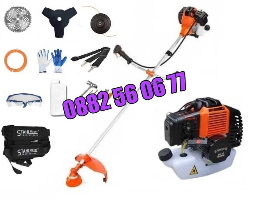 Четиритактов бензинов тример 74 куб., моторна косачка за трева + самар