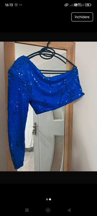 Top Zara Paiete Albastre Mărimea 38 M