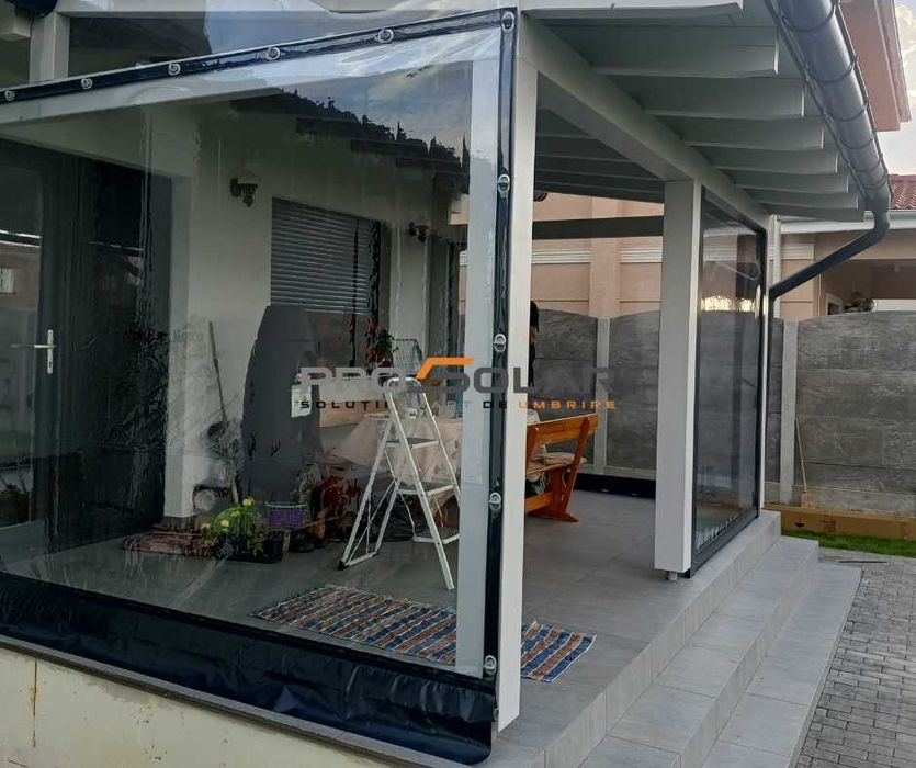 Pereti anti-vant/Rulou transparent/Folie capse/Prelata terasa