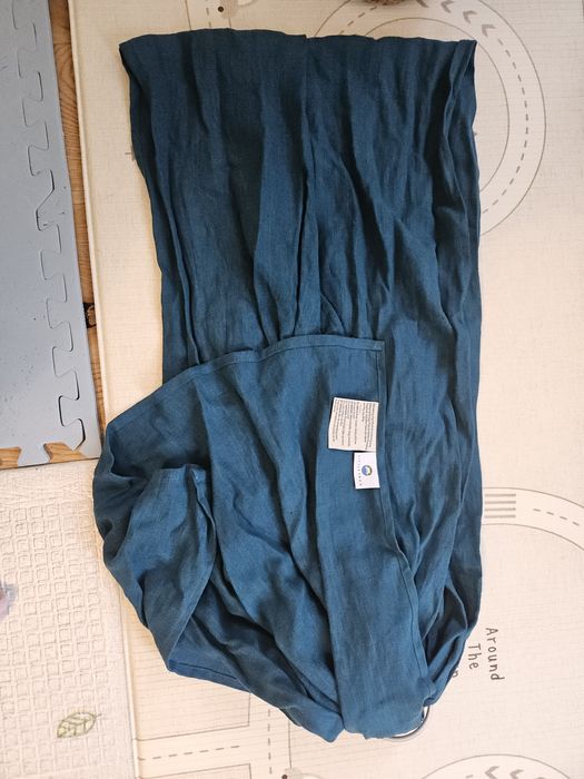 Слинг с халки Little Frog размер М (2,1m) 100% ЛЕН Deep Aqua