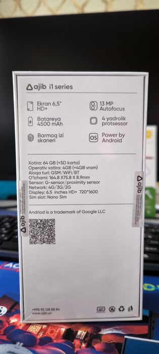 Smartfon Ajib i1 g'ilof, himoya oynasi bilan