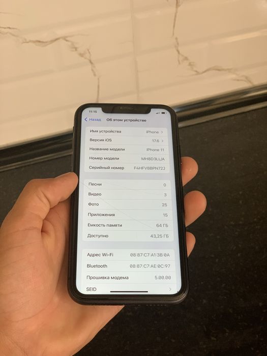 Iphone 11 LL/A 64 gb emkost 84 ideal holatda