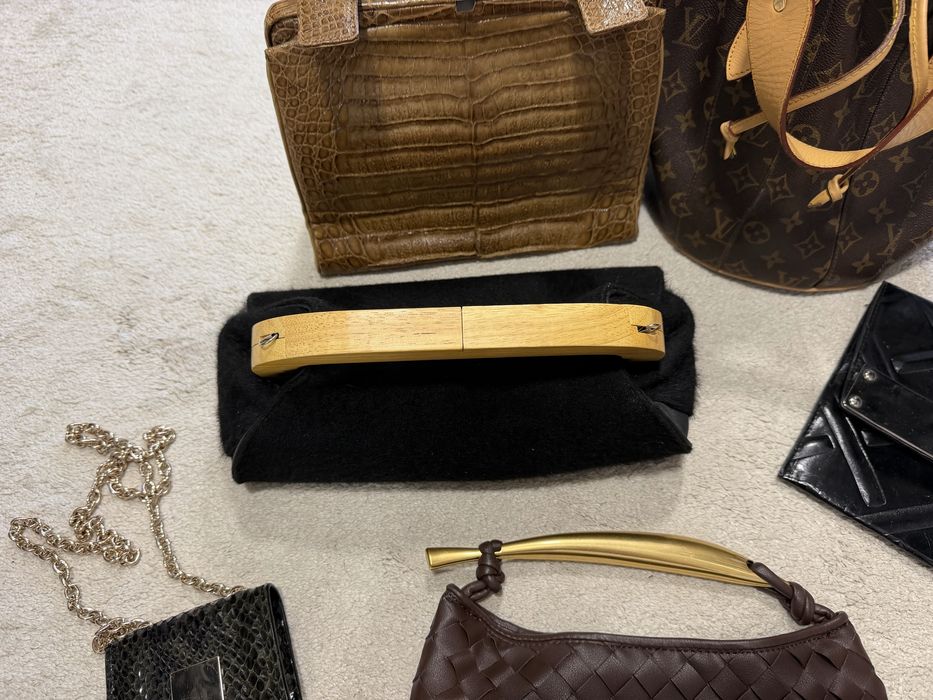 Чанти естествена кожа LV, крокодил, модел Bottega