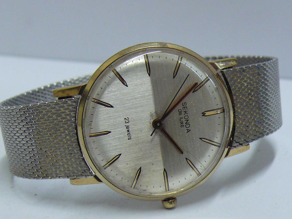 Съветски Sekonda/Poljot DeLuxe Позлатен Мъжки ръчен часовник, работещ