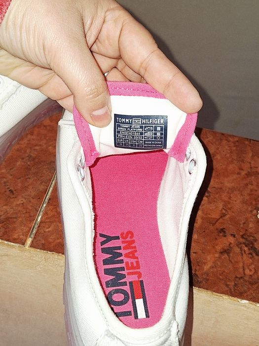 Teniși Tommy Jeans Siren Flatform – Alb/Roz – Mărimea 36