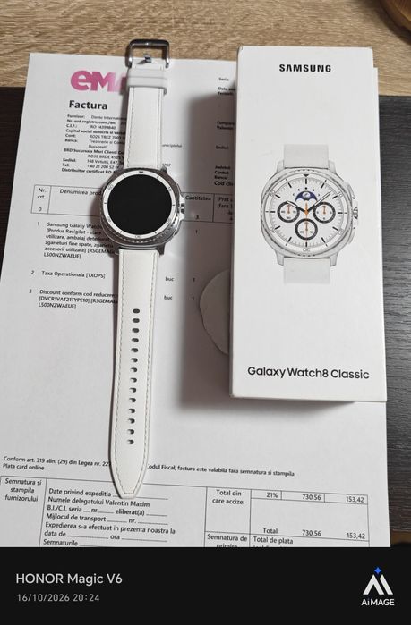 Samsung Galaxy Watch 8 Classic -46 mm White / Factura și Garanție