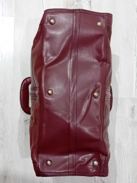 Geantă de mână din piele naturală roșu vin - Geantă messenger Boss