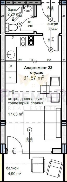 Студио с фронтална морска панорама в град Балчик