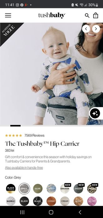 Marsupiu/ham Tushbaby hipseat