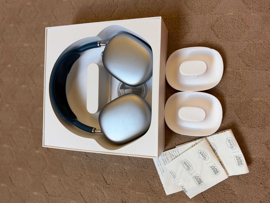 Căști Apple AirPods Max albastre, Lightning, cu cutie și husă