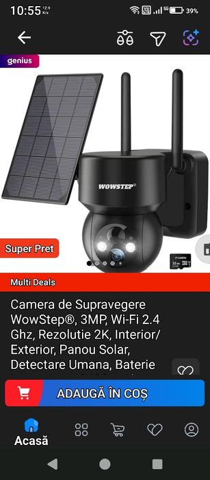 Cameră de supraveghere video cu panou solar