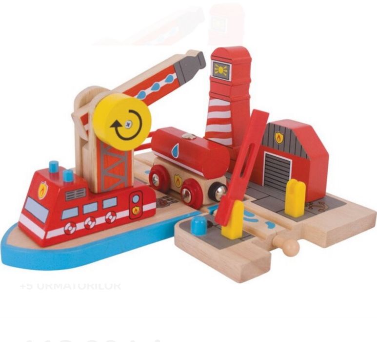 Bigjigs Rail Firefighters salvatori marini + tren pompieri