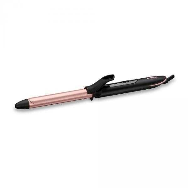 Ondulator BaByliss C450E, Defined Curls 19mm, 210 grade, Invelis Quartz-Ceramic, 6 trepte de temperatura, LED, Roz/Negru - BaByliss