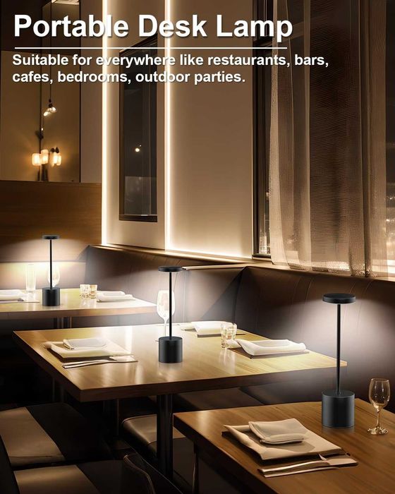 Комплект от 2 безжични LED настолни лампи, акумулаторни