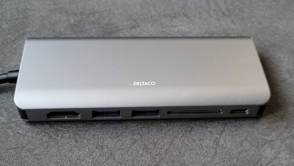 Adaptor USB-C DELTACO, USB-C FM, HDMI FM, 2 x USB-A  1xRJ45, UHD 30Hz