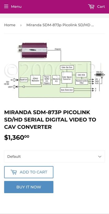 MIRANDA SDM-873P Picolink SD/HD Serial Digital Video to CAV Converter