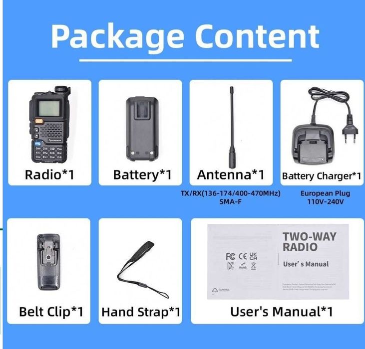 Радиостанция QUANSFENG UV-5R PLUS 2200MAH 15КМ+++