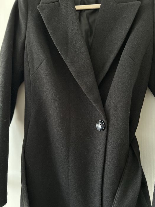 Palton damă negru, Elegant - 50% LÂNĂ & Viscoză - Mărimea 42 (L)