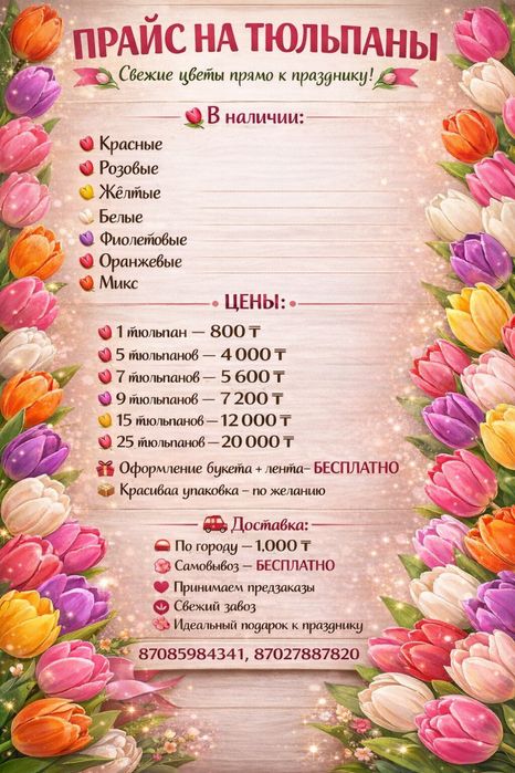 Тюльпаны 8 марта Семей