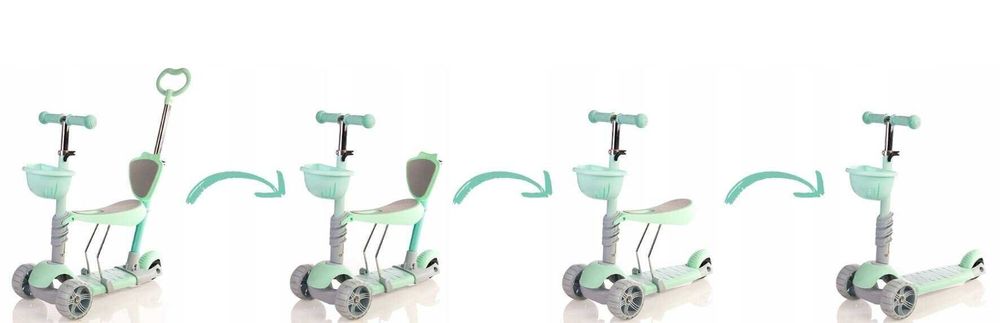 Тротинетка 5в1 с поставка за крачета, широки колела, родителски контро