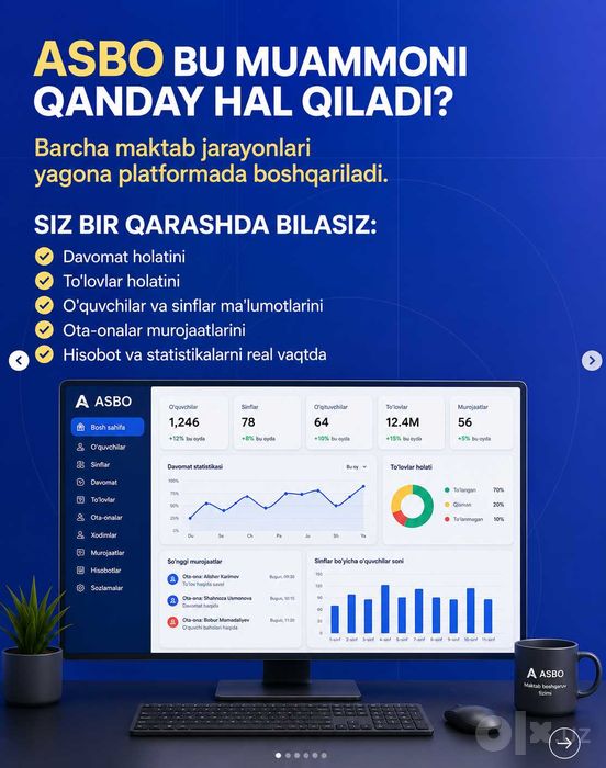 Xususiy Maktab CRM | Maktab Boshqaruv Dasturi | ERP | Mobil Ilova