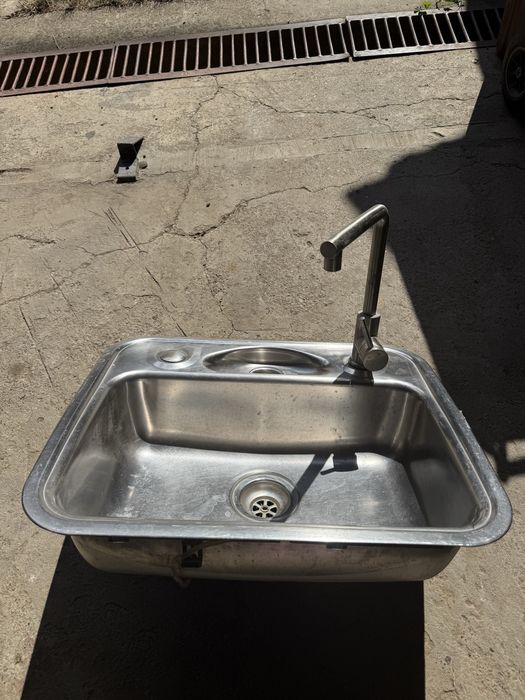 Chiuvetă bucătărie inox cu baterie, second-hand