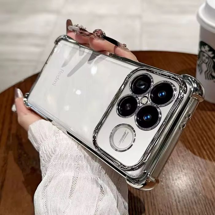 Husă Xiaomi Poco F7 Ultra transparentă+argintiu cu magsafe și stand