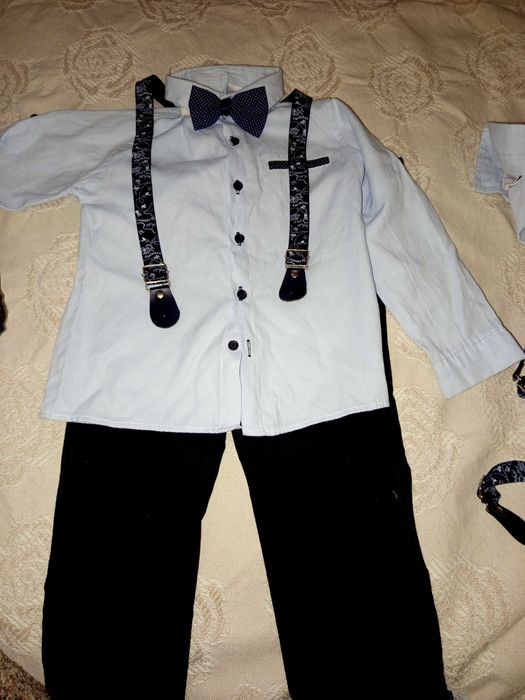 Детски комплект риза панталон папионка и тиранти