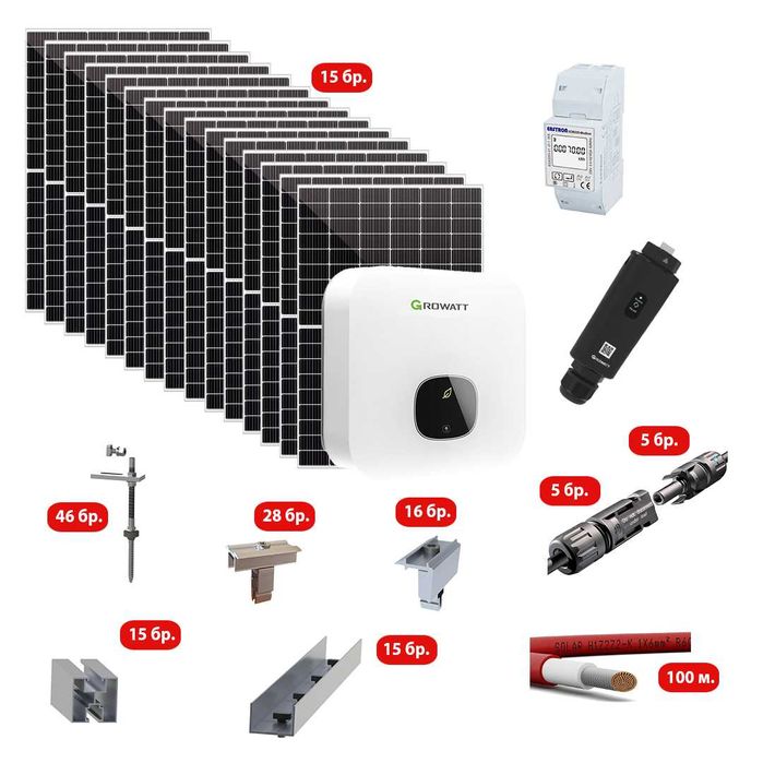 Соларна система 6kW – комплект за битумен покрив KT-MIN6-A410-B6-S