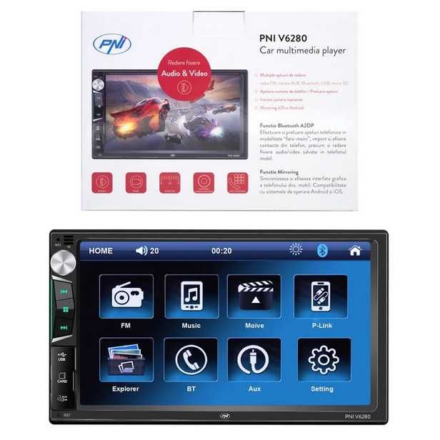 Multimedia player auto PNI V6280 cu touchscreen, functie Bluetooth