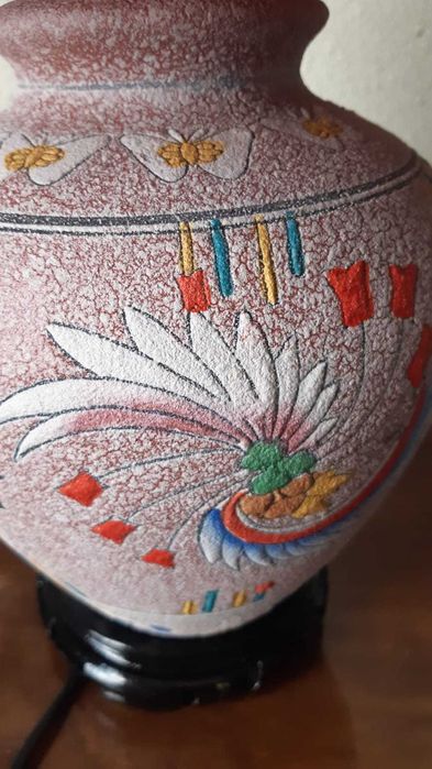 Veioza vintage in stil boho cu abajur roz