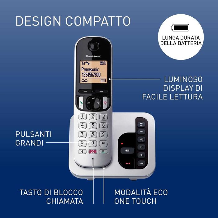 Panasonic KX-TGC260 Сребрист с Телефонен Секретар и Бутон за Блокиране