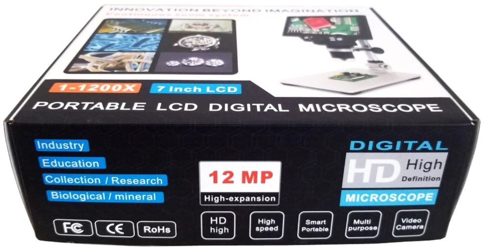 Микроскоп электронный с 7-дюймовым экраном и 12 м камерой.