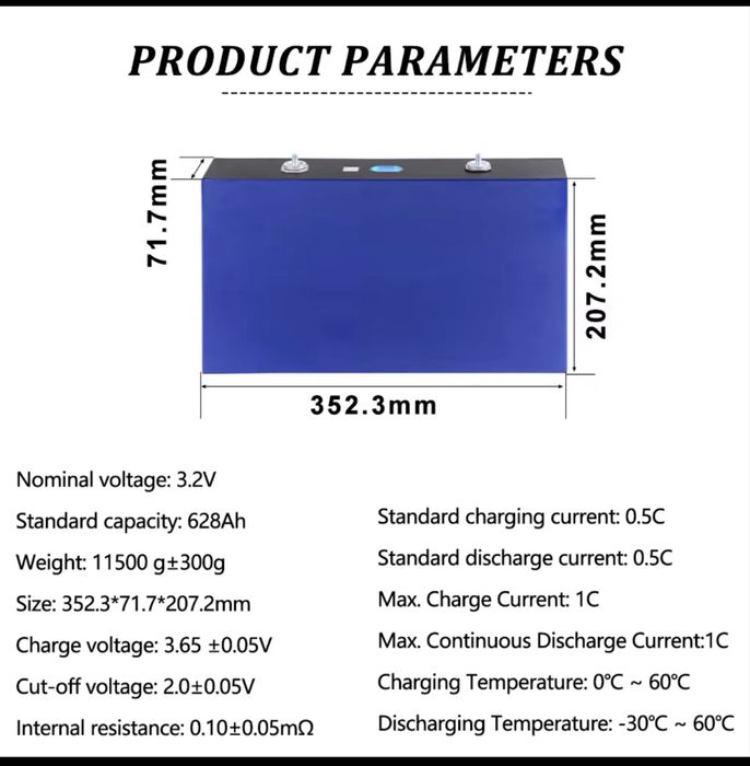 Celule  LiFePo4 Eve Mb56, 680 Ah, Clasa A,