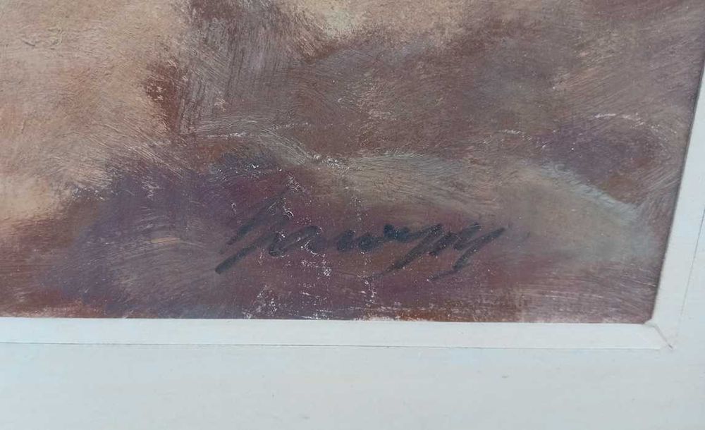 Tablou ulei - La fantana - semnat Baranyay