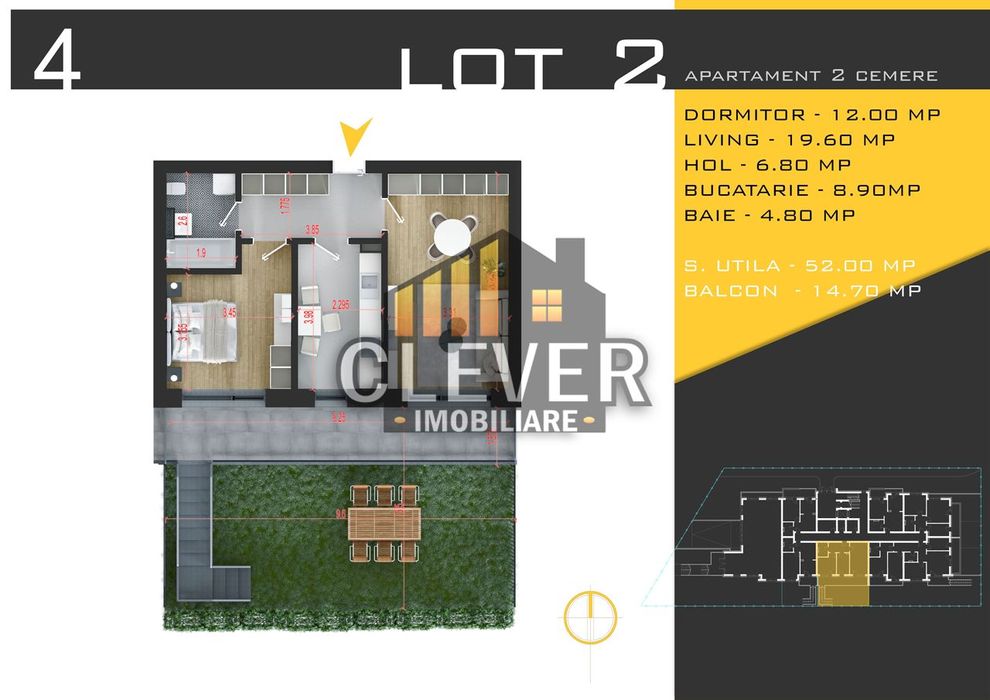 Apartament 2 camere cu Gradin Pallady Metrou Teclu