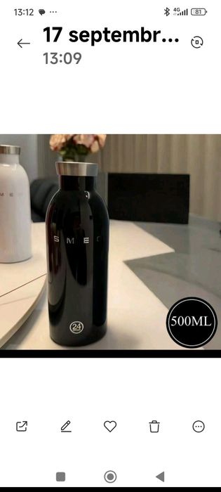 Termos inox Smeg nou nefolosit 500 ml