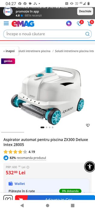 Aspirator sigilat piscina ZX300 Deluxe Intex 28005