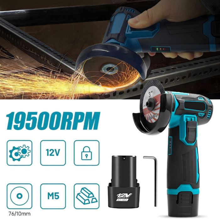 Безчетков ъглошлайф 12V - прецизно рязане и шлайфане