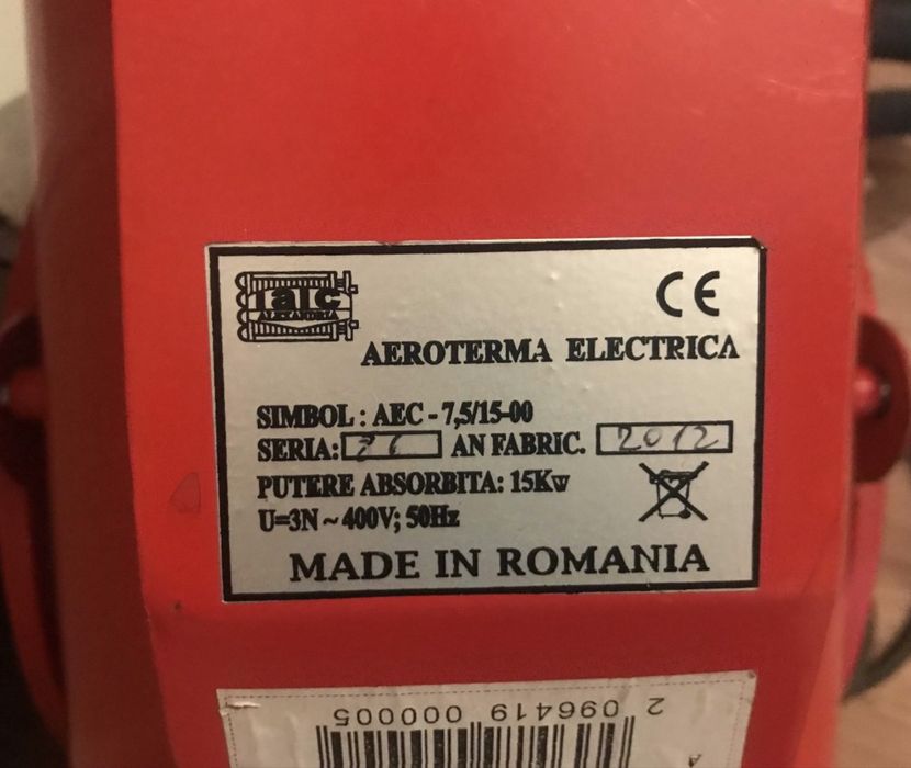 Нагревател за топъл/студен въздух, електрически,3 степени, 15 kW