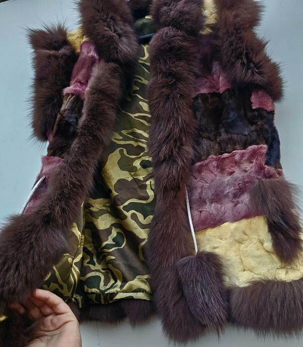 Уникален дамски елек естествен косъм лисица М размер