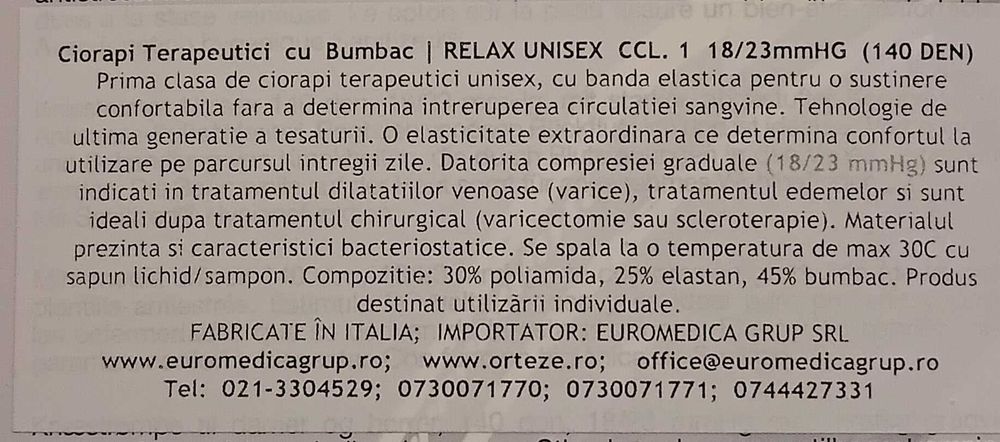 Ciorapi compresivi 3/4, unisex