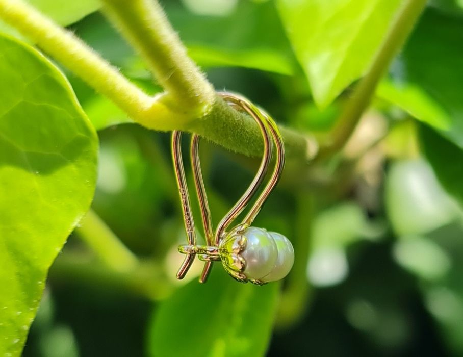 Cercei de aur galben14k cu perlă naturală pentru fetițe