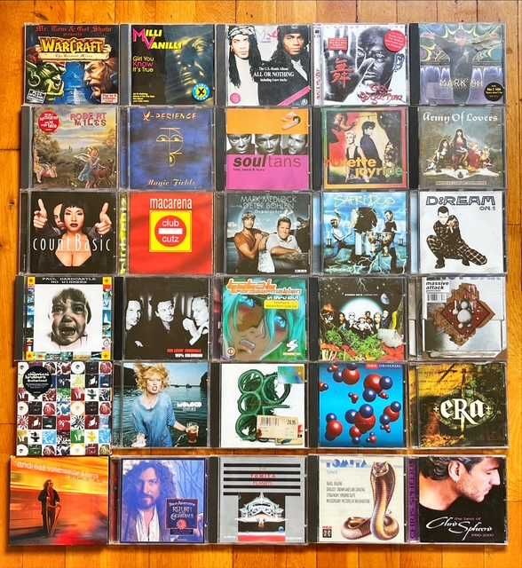 Lot CD orig pop&electro: Milli Vanilli, D'Agostino, Tomita, Vangelis, Kelly Family