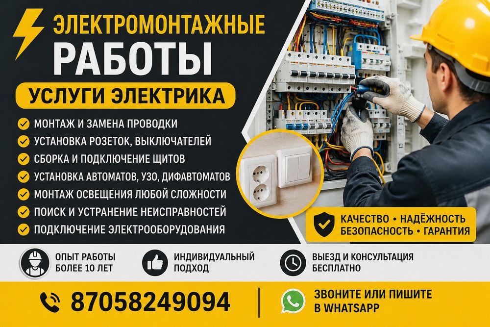 Услуга Электрик Алматы 24/7