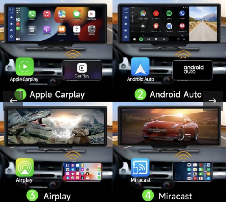 Navigatie Auto Universală 10.26″ Touchscreen cu camera video, Wireless CarPlay/Android Auto, Camera 4K cu camera marsarier