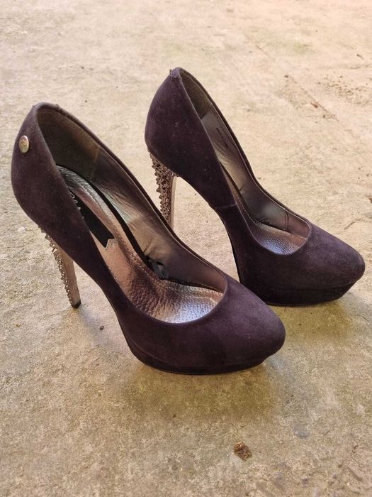 Pantofi cu platforma, negri, marimea 38