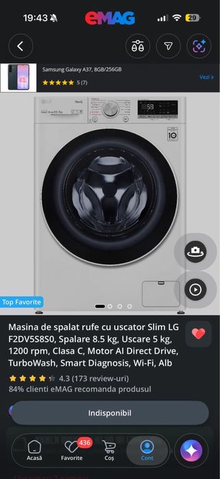 Masina de spalat cu uscator lg