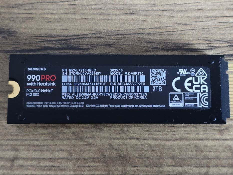 SSD Samsung 990 Pro 2Tb with heatsink