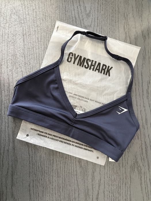 Bustiera Gymshark Minimal Halterneck Heavy Blue marimie XS/S/M
